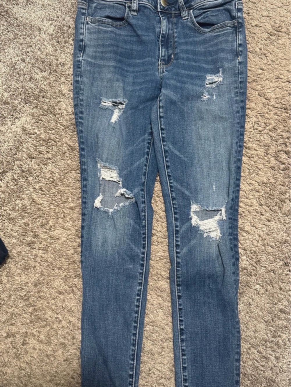 American Eagle Outfitters Distressed Blue Skinny Jeans